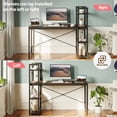 thumbnail image 3 of Bestier 55 inch Computer Desk with 4-Tier Shelves Craft Table Writing Study Table, Brown, 3 of 8
