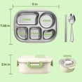 thumbnail image 3 of M Buder Bento Box for Kids, Leak-Proof 304 Stainless steel Lunch Box with 5 Compartments , Double Insulated Food Jar, Fork, Spoon, Green, 3 of 10