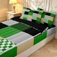 thumbnail image 3 of Manfei Art Plaid Zipper Queen Comforter Set with Fitted Sheet and 2 Pillowcases,Abstract Grid Zipper Bedding Set,Green Yellow,Black Reversible,4pcs, 3 of 8