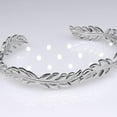 thumbnail image 2 of Stainless Steel Open Cuff Olive Tree Leaf Style Adjustable Size Bangle Bracelet, 2 of 4