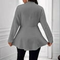 thumbnail image 2 of Women'S Plus Size Textured Button Down V Neck Ruffle Hem Jacket Grey XXL, 2 of 3