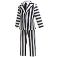 thumbnail image 3 of Beetle Movie Juice Cosplay Costume Halloween Black and White Striped Jacket Shirt Pant Set, 3 of 7