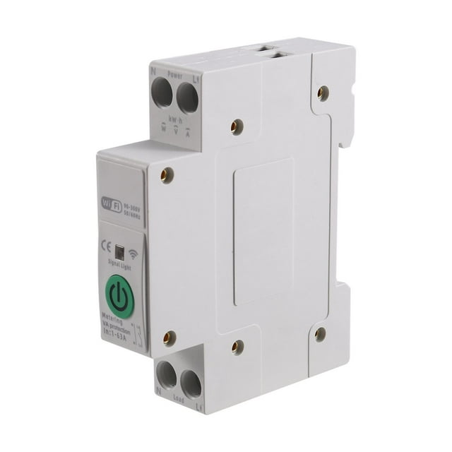 Interruptor Inteligente TUYA WiFi, Medidor de Energía, 63 A, 1P+N, Monitorización de Kwh, Disyuntor, Temporizador, Relé, Protección Sobrecarga MCB.