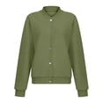 thumbnail image 6 of Womens Bomber Jackets Casual Baseball Athletic Long Sleeve Shacket Coat Fleece Lined Fall Winter Trendy Jackets Lightweight Casual Outerwear, Stand Collar Solid Color Army Green S, 6 of 9
