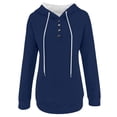 thumbnail image 4 of WEAIXIMIUNG Chandails en Molleton Graphiques pour Femmes Grande Taille Automne et Hiver Style de Rue à la Mode Couleur Unie Col à Boutons Poche Cordon de Serrage Chandail à Capuchon de Sport Décontracté, 4 of 6