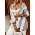 thumbnail image 5 of QWZNDZGR Womens Open Front Long Sleeve Chunky Knit Cardigan Sweaters Loose Outwear Coat, 5 of 8