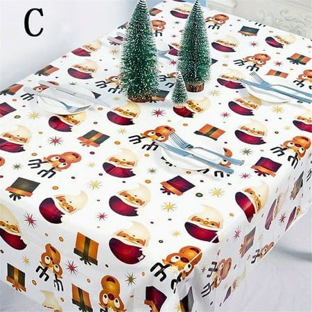 

QIIBURR Christmas Tablecloth Disposable Dining Table Decor Disposable Tablecloth Creative PVC Christmas Print Tablecloth Table Party Decor Christmas Party Decoration Christmas Disposable Tablecloth
