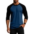 thumbnail image 6 of Men Casual Raglan Baseball Shirt, 3/4 Three Quarter Sleeve Soft Cotton Blend Crew Neck Tee Moisture Wicking Athletic Tops Dark Blue XXL, 6 of 6