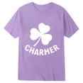 thumbnail image 3 of Wuxian Children'S Girls St Patricks Day Shirt Stylish Dinosaur Pattern Short Sleeve O-Neck T Shirt Festival Summer Back To School T Shirt Top Clothes Funny Graphic dailywear,Purple,4-5 Years, 3 of 3