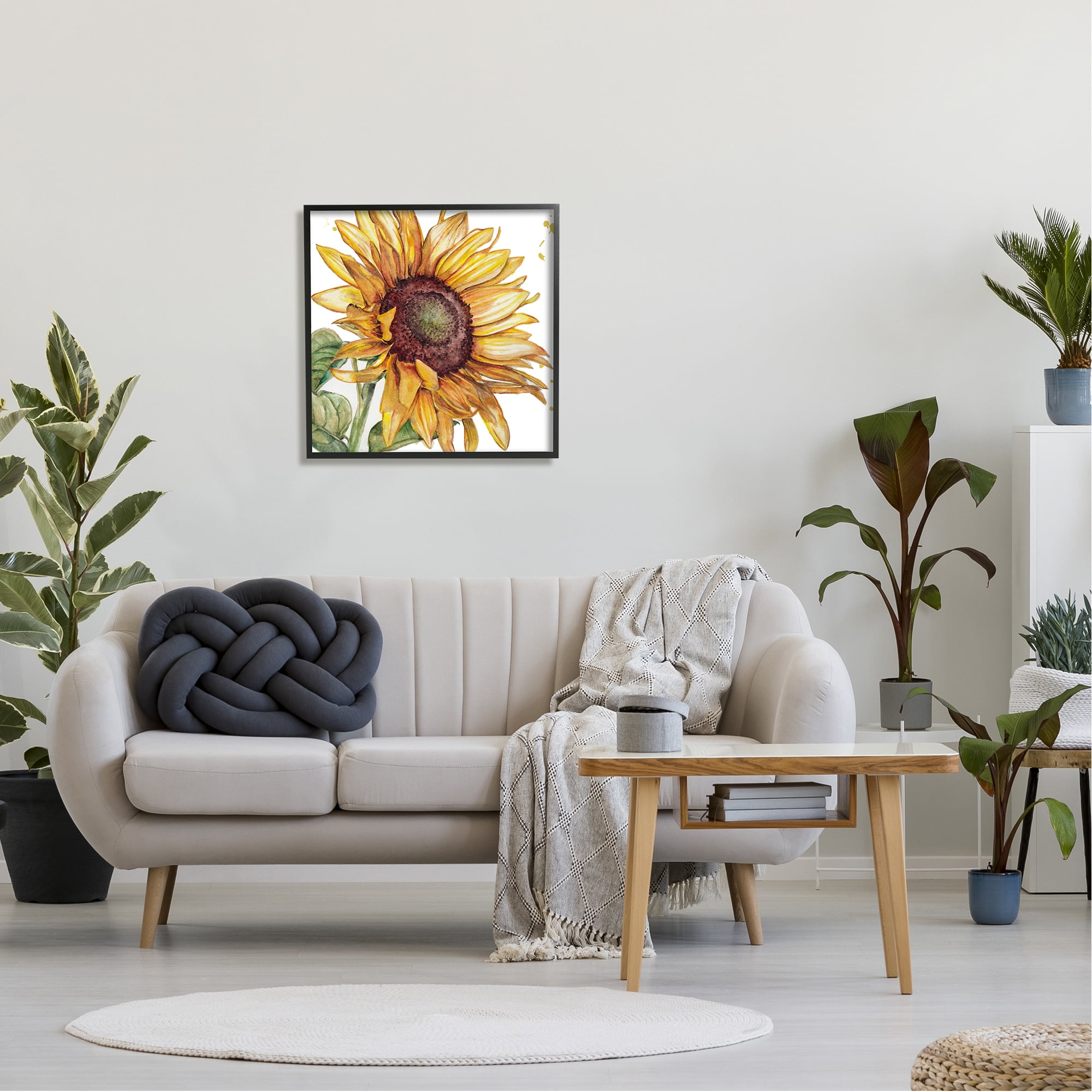 Stupell Industries Modern Sunflower Close Up Botanical & Floral Painting Black Framed Art Print Wall Art, 24 x 24