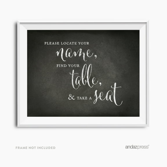 Locate Your Name, Find Table, Take Seat Vintage Chalkboard Wedding Party Signs