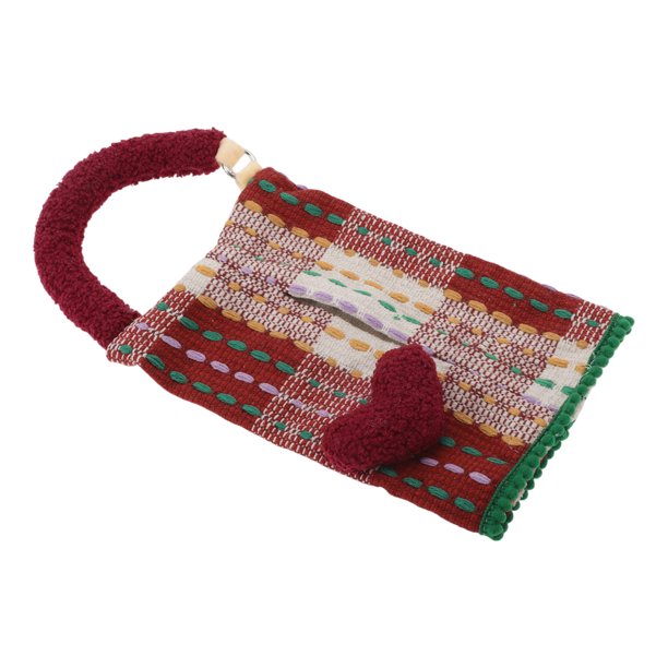 Soporte de Pañuelos para Automóvil Unique Bargains Organizador de Caja de Pañuelos Jacquard Tejido Corazón de Amor Felpa 15.35"x6.69"x1.57" Rojo 1 Pc