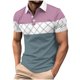 thumbnail image 1 of Camisetas de Manga Larga para Hombres Pullover Casual Impreso Botón Turndown Collar Blusa, Ligero Cuarto de Manga Superior, 1 of 7