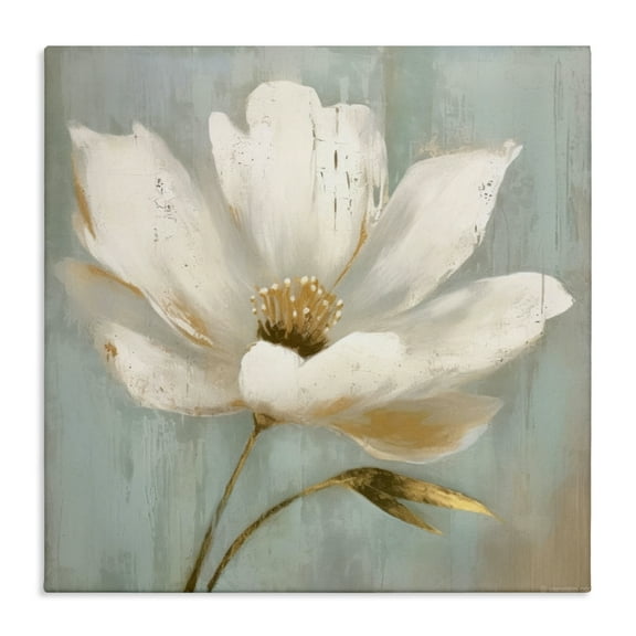 Stupell Industries Gold Brushed Flower Canvas Wall Art design by LSR Creative Studio, 17 x 17