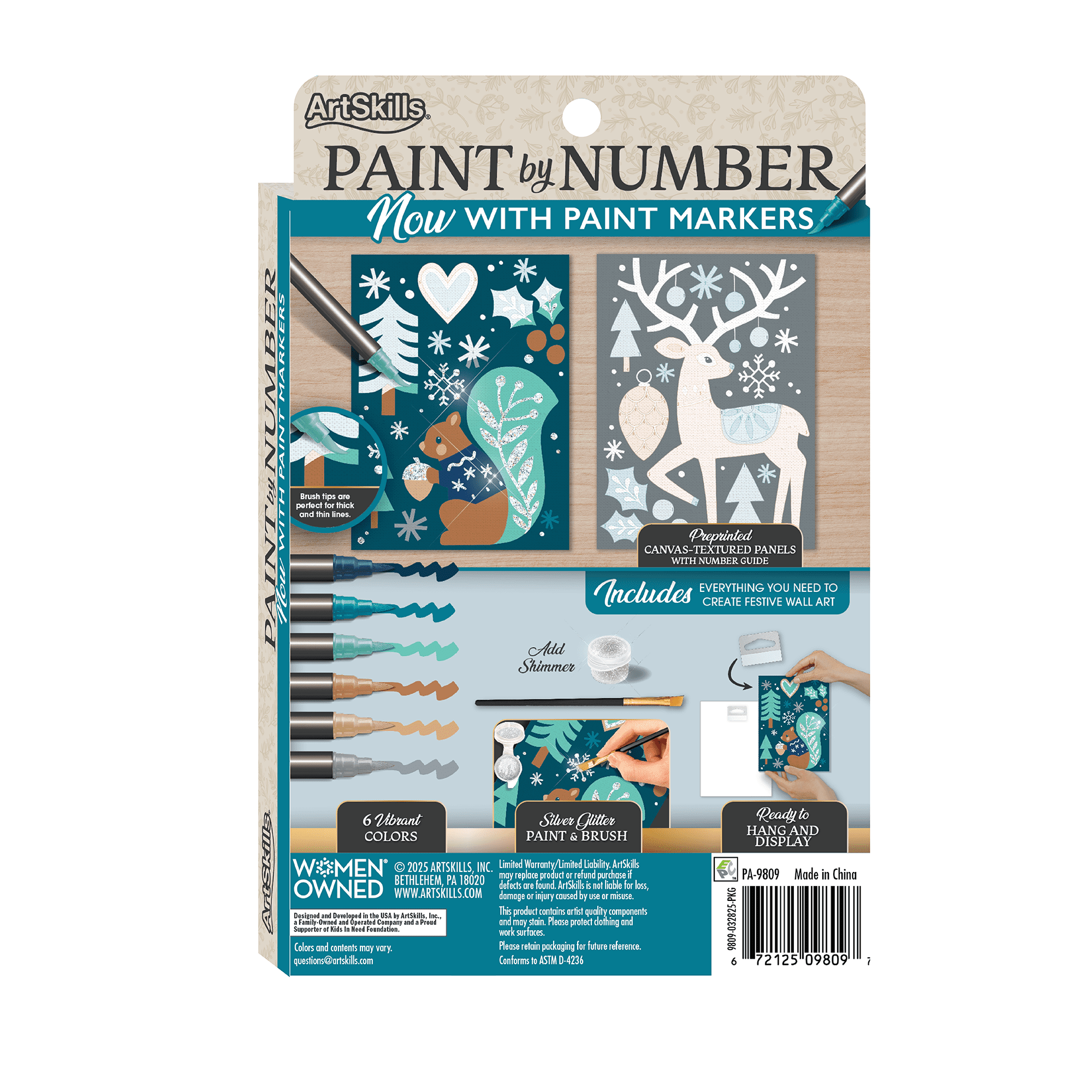 ArtSkills Paint by Number Kit for Kids & Adults with Paint Markers, Squirrel & Deer