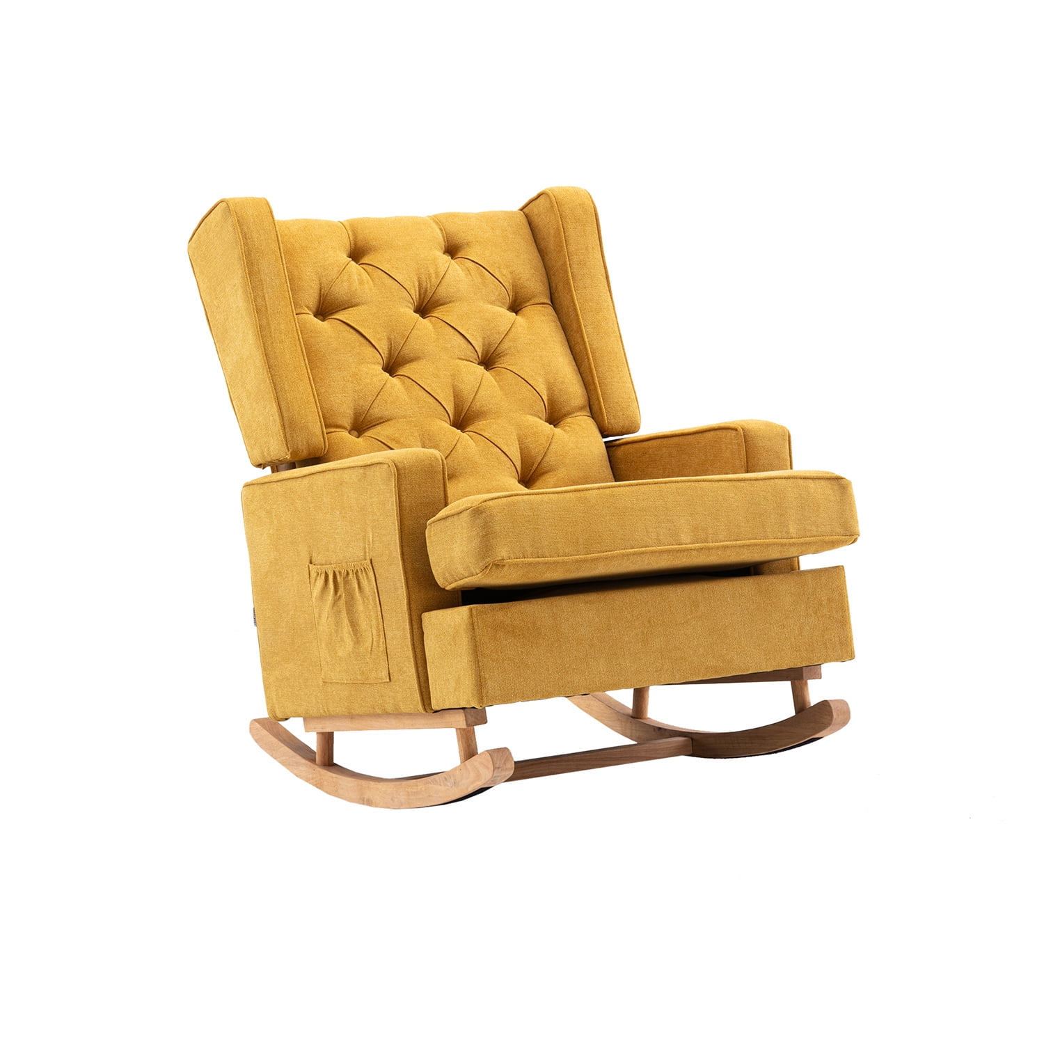 Kepooman Modern High Back Rocking Chair, Padded Seating for Living Room & Office, Yellow Kepooman Modern High Back Rocking Chair, Padded Seating for Living Room & Office, Yellow