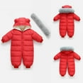 thumbnail image 4 of Ruyang Baby Boys Girls Puffer Snowsuit Winter Warm Quilted Down Jumpsuit Faux 𝐅𝐮𝐫 Hooded Zip Up Outfits Thermal 𝐎nesie, 4 of 5