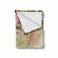 thumbnail image 2 of Floral Soft Flannel Fleece Throw Blanket, Vintage Illustration of Oleander Flowers Distressed Retro Background, Cozy Plush for Indoor and Outdoor Use, 60" x 80", Pink Green Pale Yellow, by Ambesonne, 2 of 6