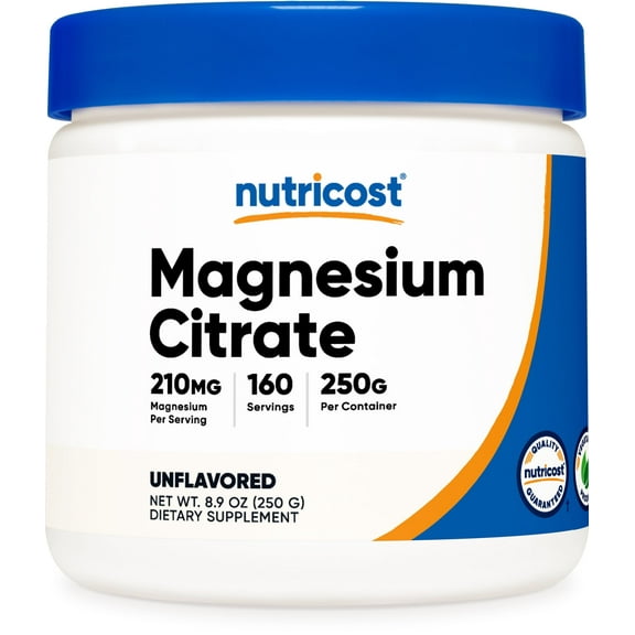 Nutricost Magnesium Citrate Powder Supplement (250 Grams) Unflavored - Gluten Free & Non-GMO
