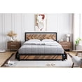 thumbnail image 2 of CREATIVE HOBBIES Full Size Bed Frame with 4 Storage Drawers, Metal Platform Bed Frame with Rustic Vintage Wood Headboard, Strong Metal Slats Support, 2 of 8