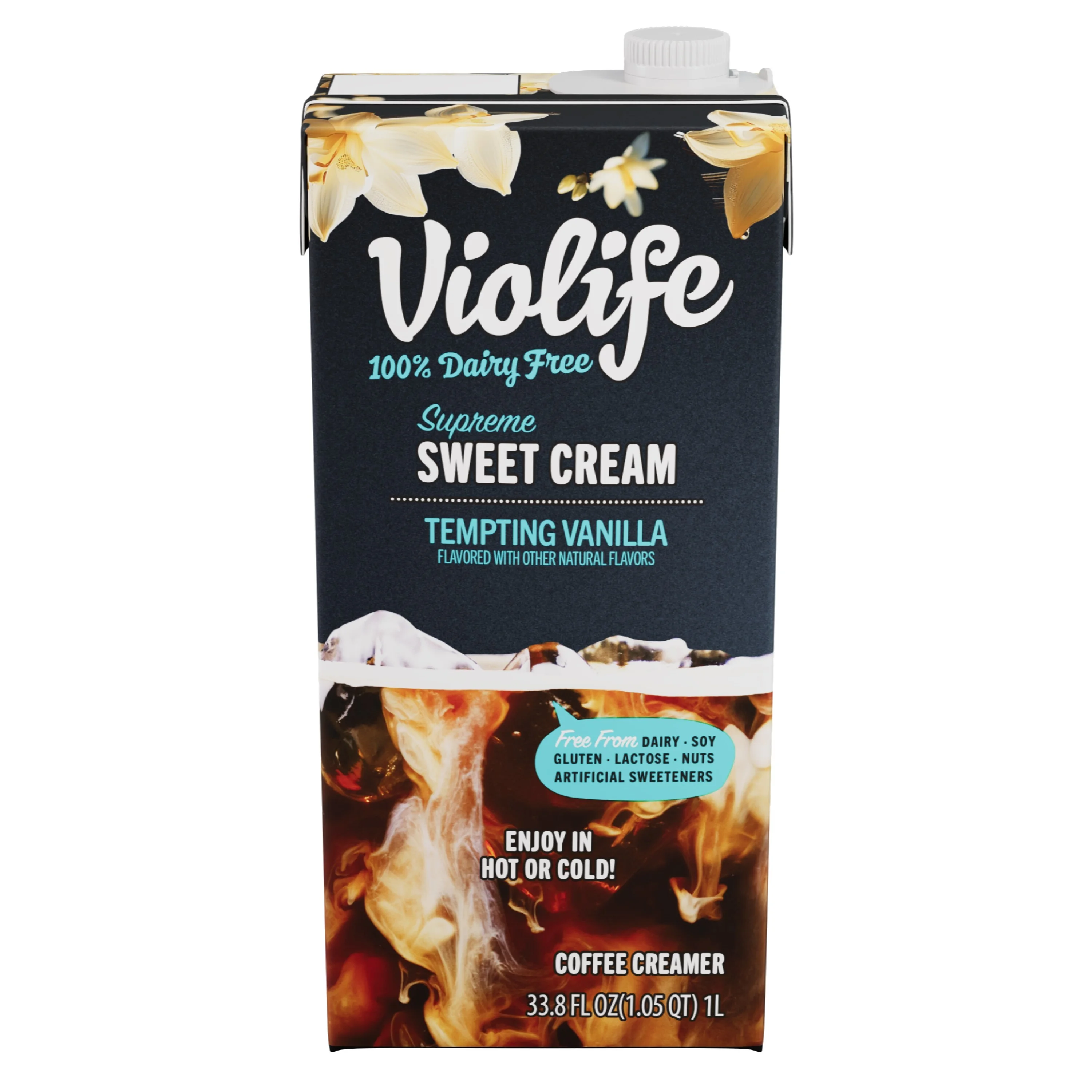 Violife Supreme Sweet Cream Vanilla Coffee Creamer, Dairy-Free, 1L (33.8oz)