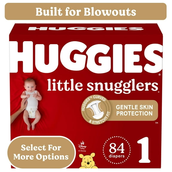 Huggies Little Snugglers Baby Diapers, Size 1 (8-14 lbs), 84 Ct (Select for More)