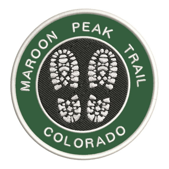 Go Trekking! At Maroon Peak Trail, Colorado 3.5 Inch Iron Or Sew On Embroidered Fabric Badge Patch Hiking Trails Iconic Series