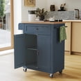 thumbnail image 3 of CBJCBJ Kitchen Islands Cart on Wheels with Storage, Wood Microwave Table with Drawers and Spice Box , for Dining Room,Blue, 3 of 9