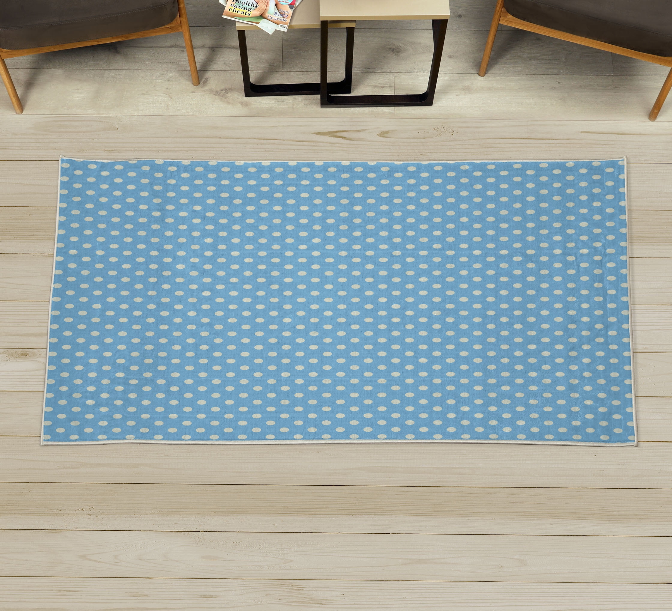 Tinx Living Room Rug Polka Dots Decorative Rug, Tiny Little Retro Circles Vintage Style ...