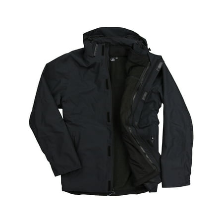UB Apparel & Gear Men's Ripstop 3-In-1 Cold Defender Waterproof Winter Ski Coat (Black, (Best Coats For Extreme Cold)