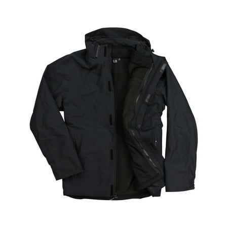 Black Winter Ski - UB Apparel & Gear Men's Ripstop 3-In-1 Cold Defender Waterproof Winter Ski Coat (Black, Large)