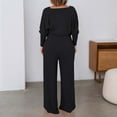 thumbnail image 2 of Women's Deep V Neck Long Sleeve Jumpsuit - High Stretch Ribbed Polyester for Casual/Outdoor Wear, 2 of 8