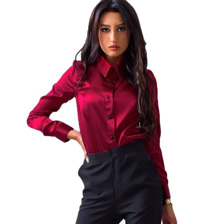 Women's Elegent OL Office Long Sleeve Shirt Tops Elastic Waist Tunics Blouse Tee 