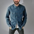 thumbnail image 1 of pstuiky camisetas de manga larga para hombre, Camiseta lisa de manga larga con cuello vuelto para hombre, informal, elegante, cómoda, con bolsillos y botones, con capucha camisetas de hombre m, 1 of 6