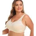 thumbnail image 4 of YWDJ Push up Bras for Women Plus Size Padded Comfortable Bras No Underwire Bras Adjustable Straps Full Coverage Wrap Sleep Bras Padded Plus Size Lace Comfortable Bras Comfy Bras Beige L, 4 of 6