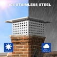 thumbnail image 4 of 8" x 8" Chimney Cap, 304 Stainless Steel Fireplace Chimney Cover Flue Caps, with Adjustable Metal Strips, Screws & Gloves, 4 of 7