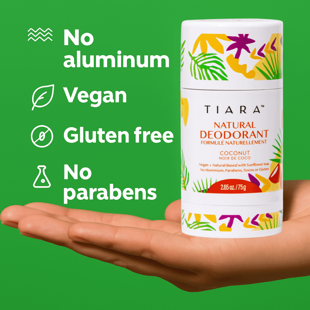 TIARA Whole Body All Natural Deodorant for Women, Aluminum Free Deodorant for Men, Safe for Kids Use All Over Body, Paraben Free, No Chemicals Vegan & Non Toxic, Travel Size (Coconut))