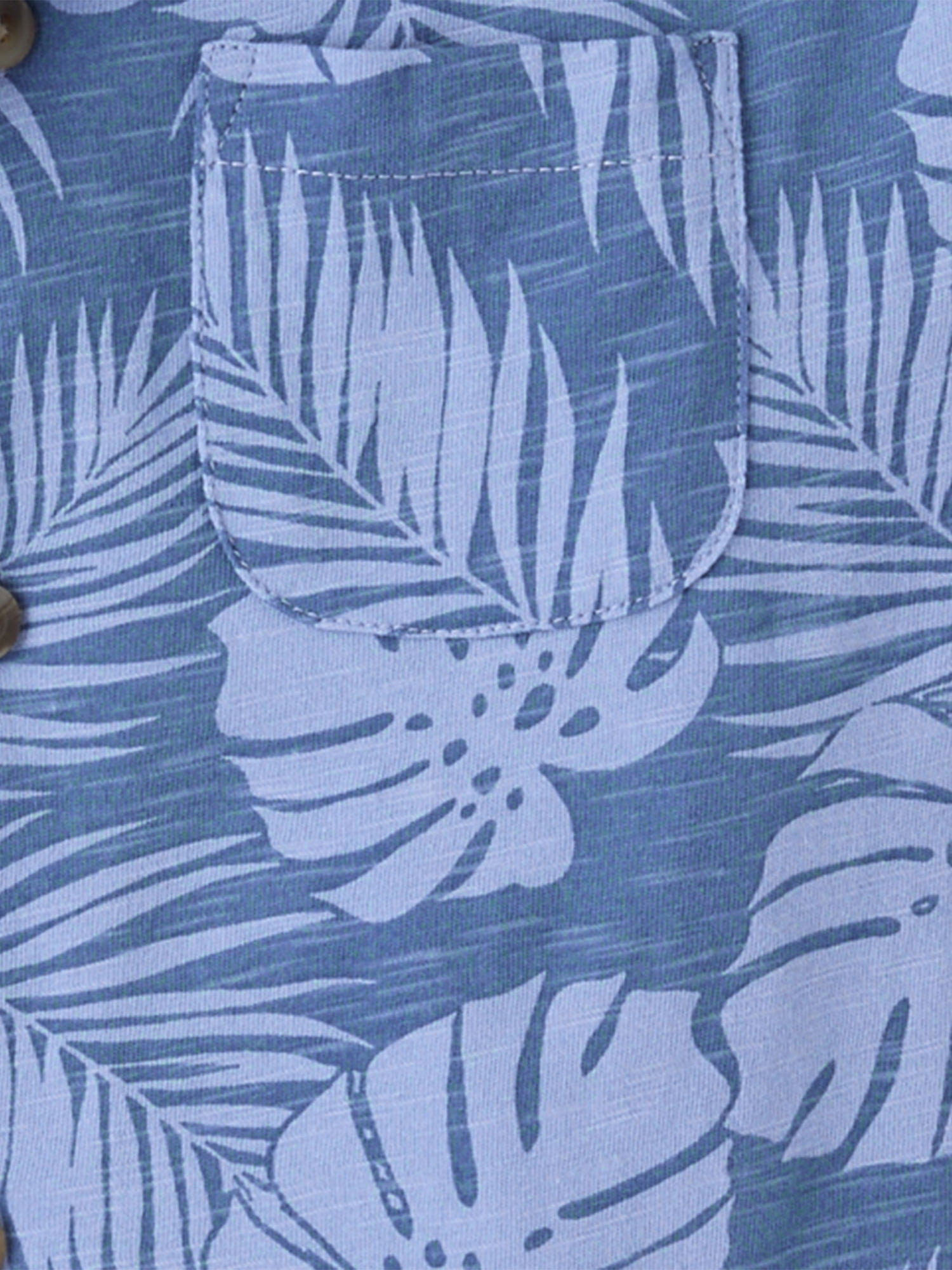 The Children's Place Boys Short Sleeve Tropical Leaf Knit Button Up Shirt, Sizes XS-XXL