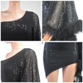 thumbnail image 4 of Vestido Nagfar Sexy con lentejuelas brillantes de un solo hombro negro XXL, 4 of 6