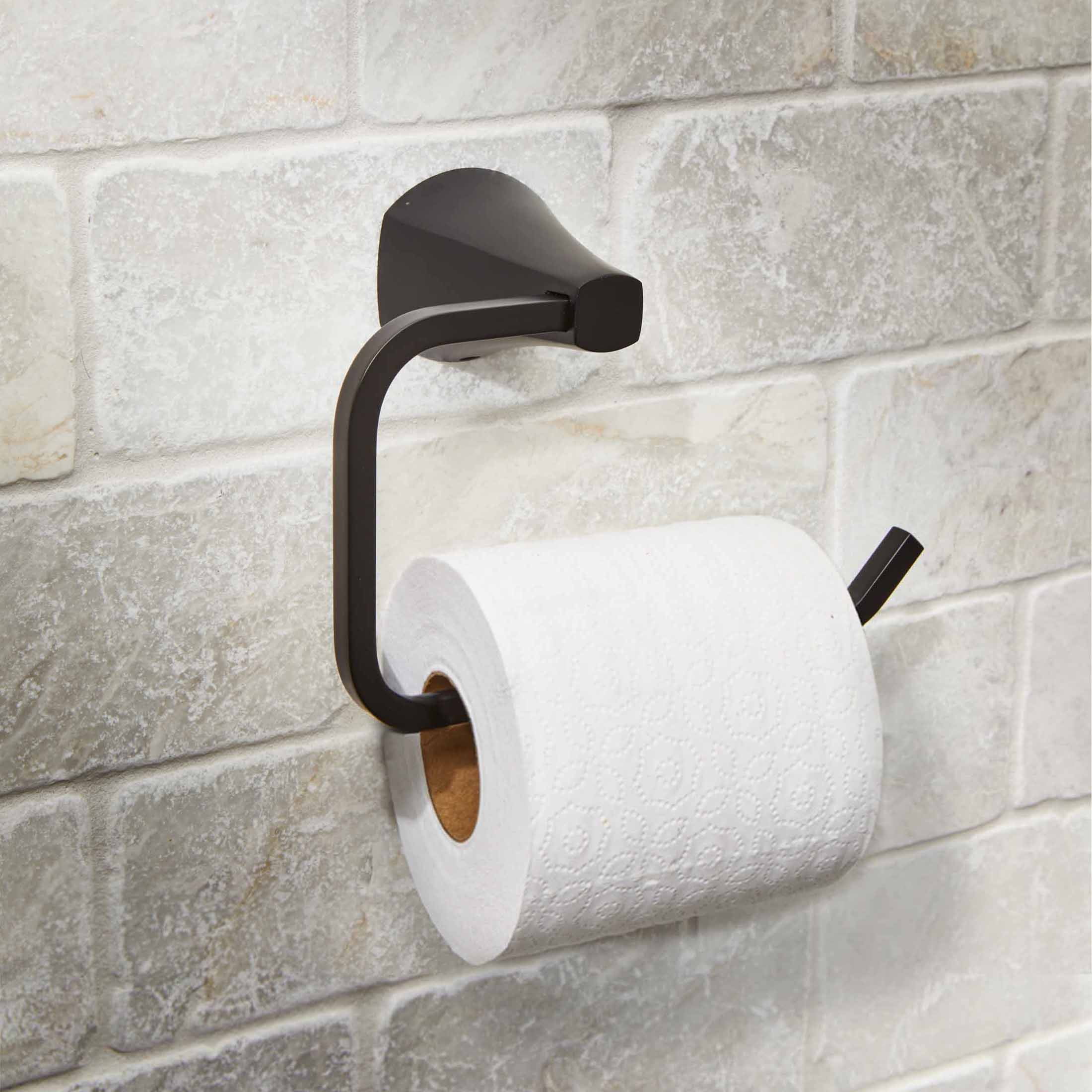 Better Homes & Gardens Simple Flare Style Wall Mount Toilet Paper Holder in Matte Black Finish