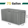 thumbnail image 4 of Seizeen 75 Gallon Resin Deck Box on Wheels, Patio Large Storage Cabinet, Outdoor Waterproof Storage Box, Storage Container for Outside Furniture Cushions, Garden Tools, Kids' Toys, Gray, D7232, 4 of 7