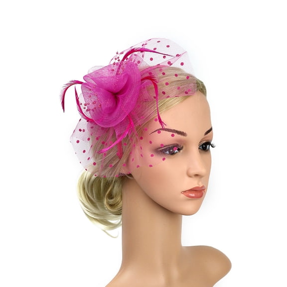 Certgust Hot Sales Fascinator Fascinators Hats for Women Cocktail Tea Party Headwear Top Hat Pink Fascinators for Women Hot Pink