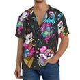 thumbnail image 3 of Easygdp Cat Icecream Men's Casual Short-sleeved Shirt with Pocket and Button Suitable for Beach Vacation Leisure - Medium, 3 of 7