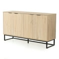 thumbnail image 2 of EYYTHUNG Modern Accent Fluted Sideboard Buffet Cabinet, Boho Chic Storage Credenza with Adjustable Shelves, Bar Cabinet, Light Oak, 2 of 7
