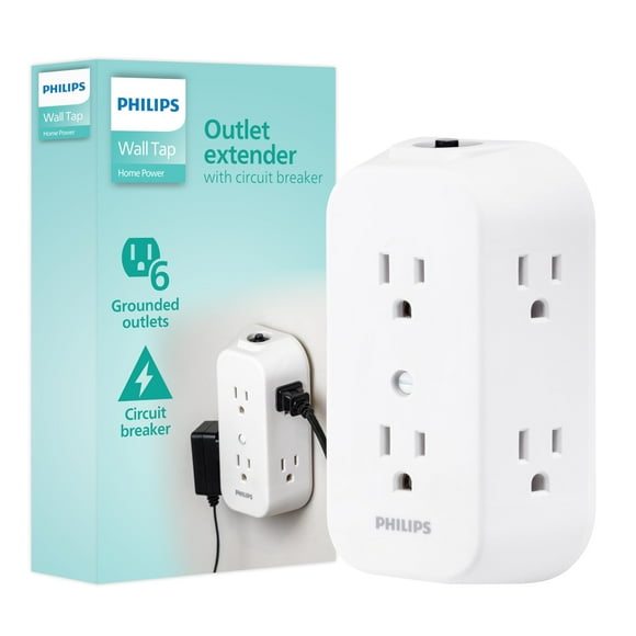 Extensor de enchufe Philips SPS1460WA/37 de 6 salidas, blanco