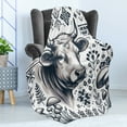 thumbnail image 3 of Ambesonne Rustic Fleece Throw Blanket Botanical Southwestern Cow 60"x80" Dark Blue Grey and White, 3 of 5
