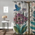 thumbnail image 2 of Orinice Flowers Birds Wooden Panel Bathroom Decor Set, Colorful Luxurious Graphic Print Polyester Fabric Fashion Shower Curtain Set with Hooks, Home Bathtubs Curtain Decorations 60x72, 2 of 7