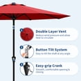 thumbnail image 3 of Patio Umbrella with Smooth Crank Lift and Tilt - 8 Ribs, UV Protection and Waterproof Outdoor Market Umbrella, Red, 3 of 6