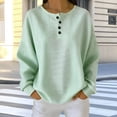 thumbnail image 2 of Tsesme Women’s Striped Sweatshirt - Round Neck Button Pullover Tops - Long Sleeve Relaxed Fits Fall Fashion Sweatshirt Tops, 2 of 6