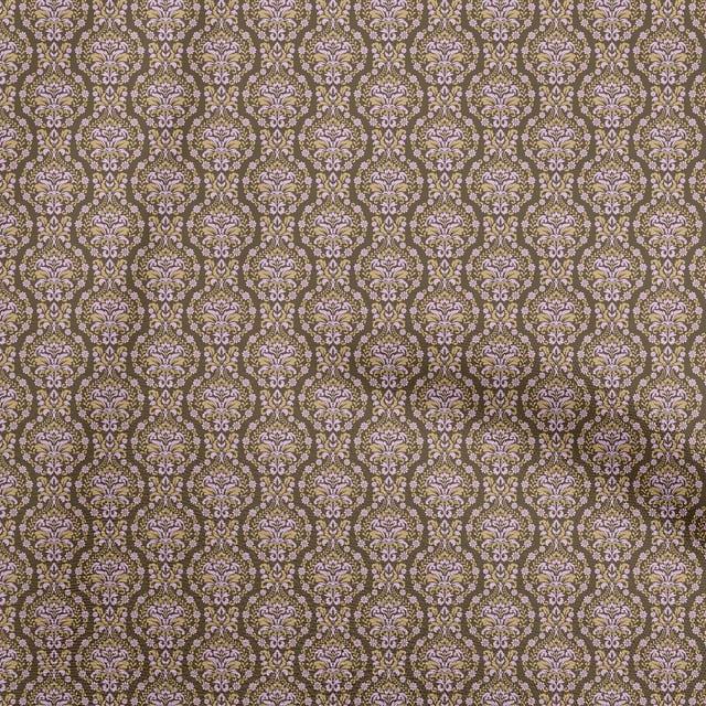 oneOone Tissu en Velours Brun Damas pour Robe Tissu Imprimé au Mètre 58 Pouces de Large